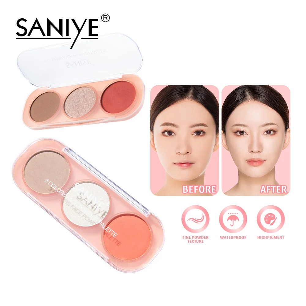 3 Colors Face Blush Combination Plate Powder Palette Cosmetic General Natural Brightening Gorgeous Color Rouge Makeup Cosmetic