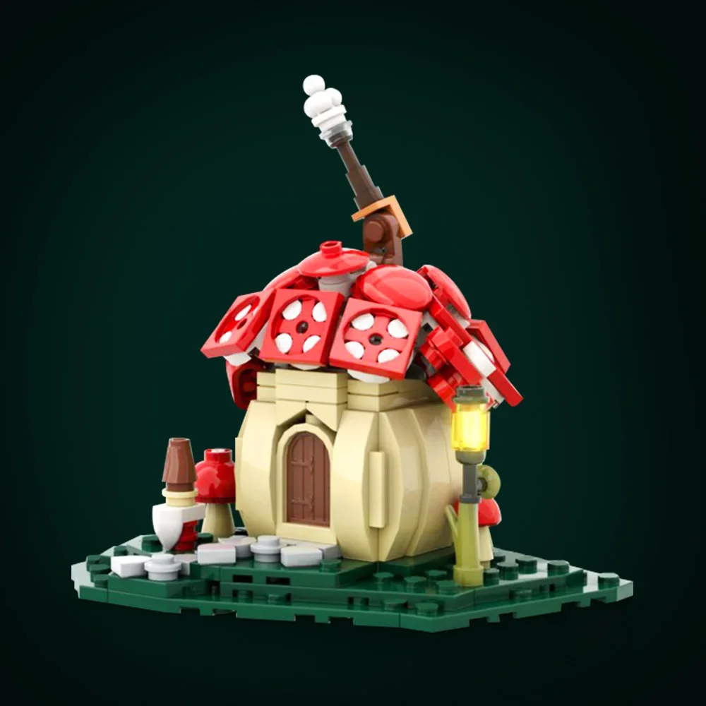 Gobricks MOC – blocs de construction de chignons, modèle forêt elfe champignon, Architecture de maison, briques à monter soi-même, jouets d'assemblage, cadeaux pour enfants