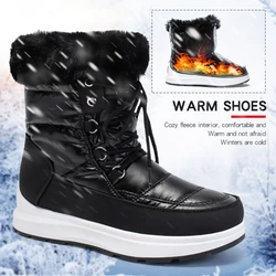 Thick Plush Waterproof Snow Boots for Women Anti Slip Platform Women Ankle Boots 2024 Winter Keep Warm Cotton Padded Women Shoes