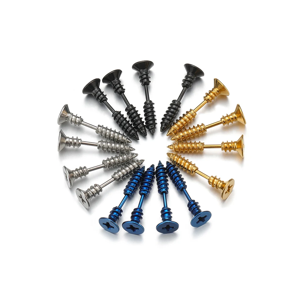 

10pcs/lot Cartilage Earring Stainless Steel Screw Spike Stud Earrings Women Gifts Men Punk Hip-hop Fashion Piercing Jewelry Bulk
