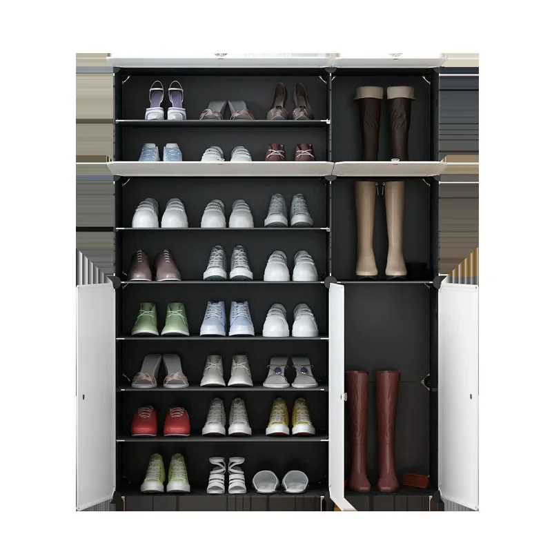 Simple shoe cabinet assembly, plastic storage rack, dustproof door, household multi-functional shelf, shoes, custom storage rack