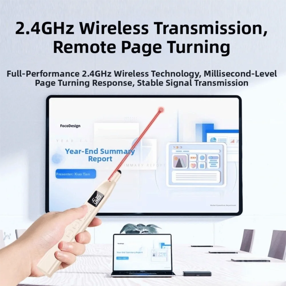 RF2.4GHz Remote Control Page Turning Pen Infrared Versatile Multimedia Page Turner USB Charging Classroom Pointer