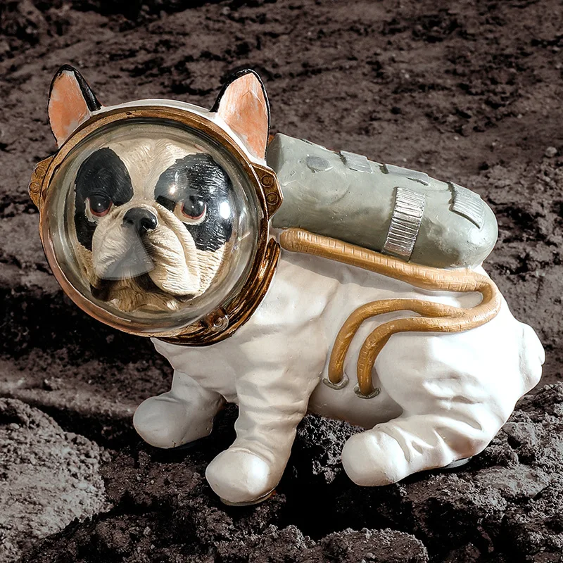 ARTLOVIN Resin Space Dog Figurines Modern Animal Astronaut Statue Bulldog Figure Ornament Interior Living Room Decoration Gifts