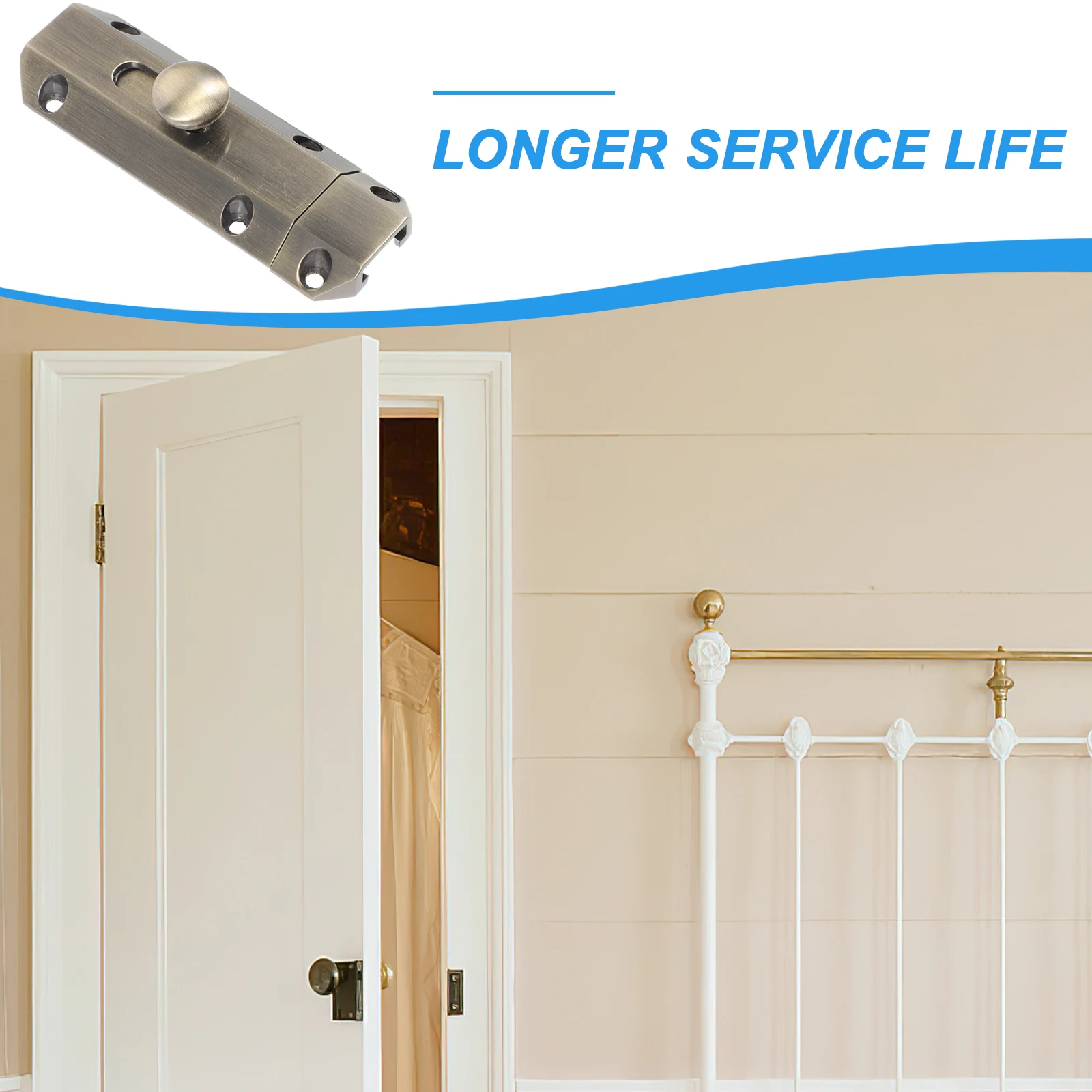 

Bronze Door Latch Sliding Portable Lock Heavy Duty Bolt Doors Windows Aluminum Retro Style Anti Rust Bedroom Kitchen Bathroom