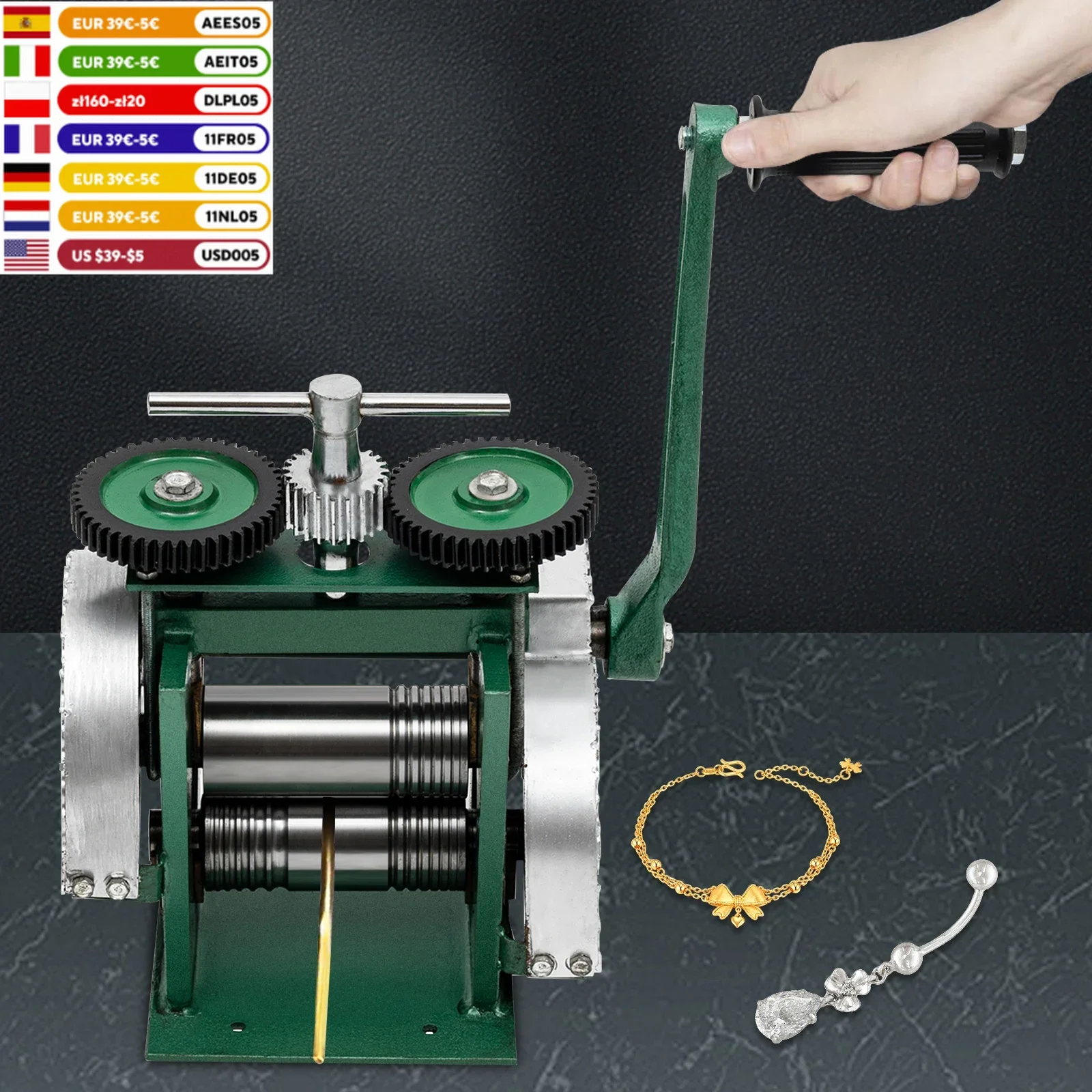 

3-in-1 Manual Jewelry Making Press Combination Rolling Mill Machine Wire 85mm Flat Metal Sheet Roller Tool DIY Jewelry Work