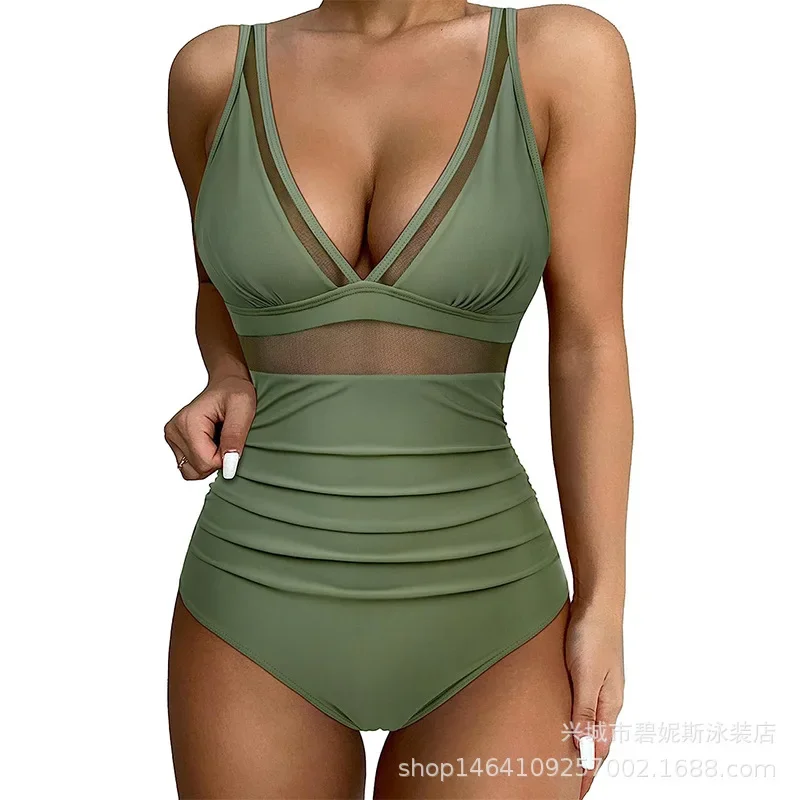 Areathable High-waisted One-piece Swimsuit Women's Tight-fitting Sexy Hollow-out Swimsuit