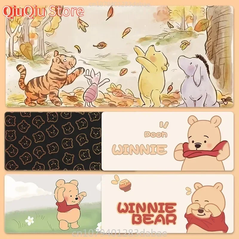 

Waterproof Disney cartoon Winnie the Pooh mouse pad PU leather material table mat oversized keyboard tablecloth game e-sports