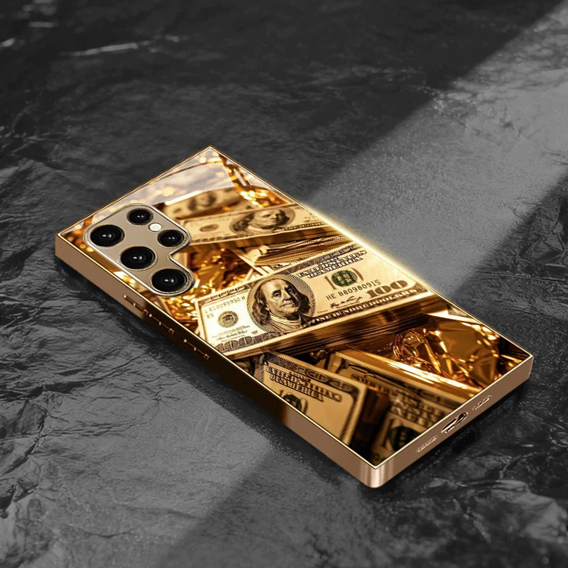 Beautiful gold-plated phone case,suitable for Samsung Galaxy S26 Ultra,S25 Premium, S24, S23, and S22.reinforced glass material.