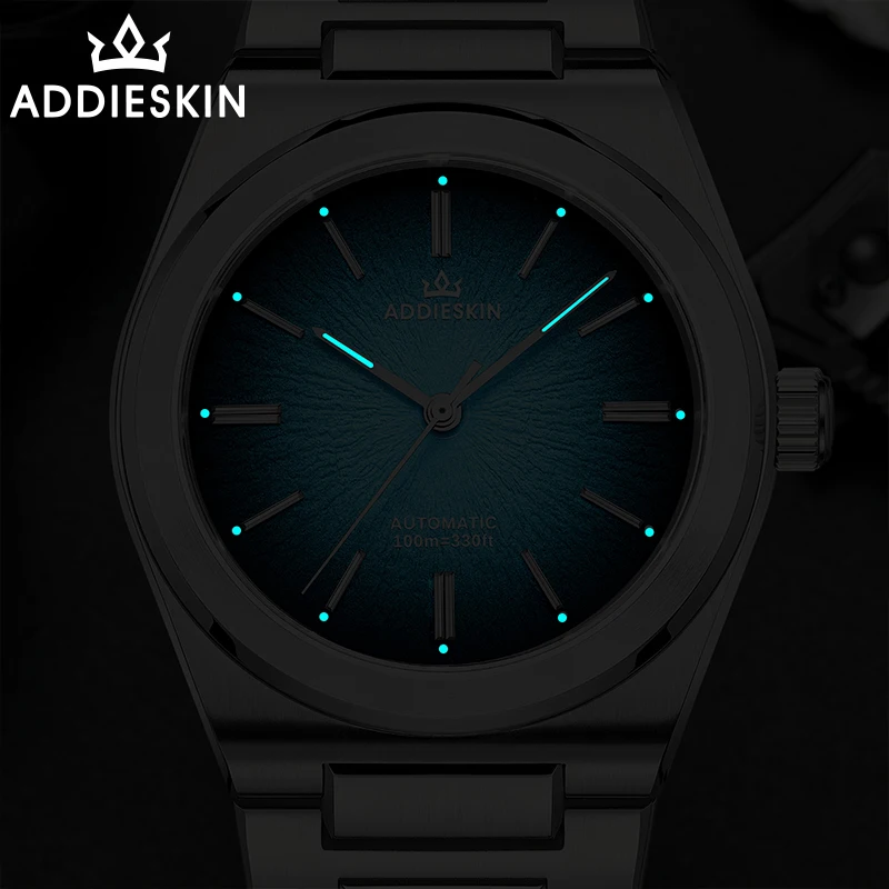 

ADDIESKIN Роскошные мужские автоматические часы 39 мм 9015 с сапфировым стеклом, водонепроницаемые до 100 м, механические часы для дайвинга K001, ультратонкие часы для мужчин