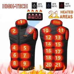 Chaleco autocalentable de 21/13/9 áreas, chaqueta calefactable de invierno para hombres y mujeres, chaleco calefactor táctico, abrigo calentador corporal con guantes