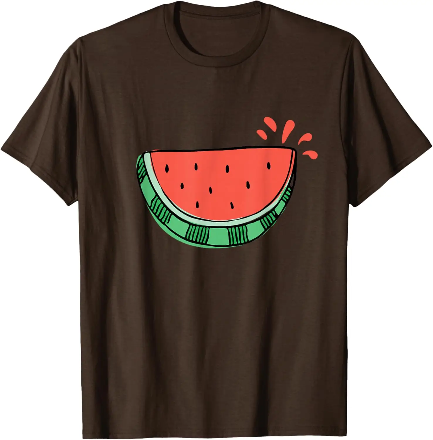 

Men'S Watermelon Slice Graphic White with Green Rind Red Seeds Soft Breathable Fabric All-Season Comfort Fit Casual Summer Tee