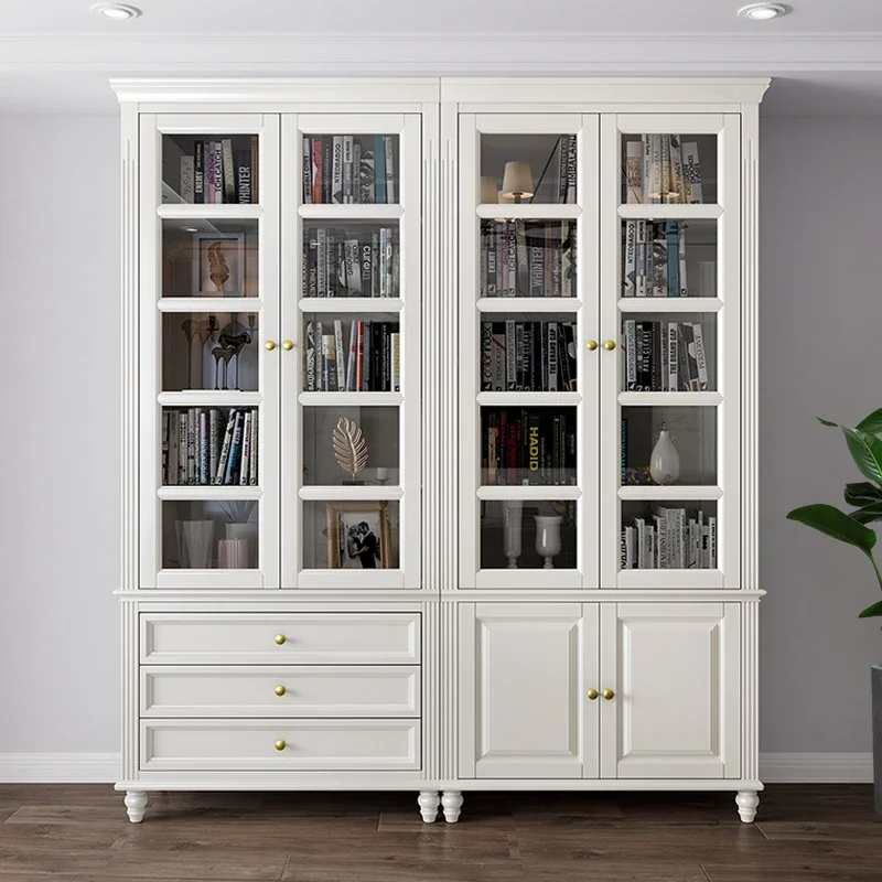 

LH whole wall storage integrated with cabinet door glass living room modern simple household solid wood