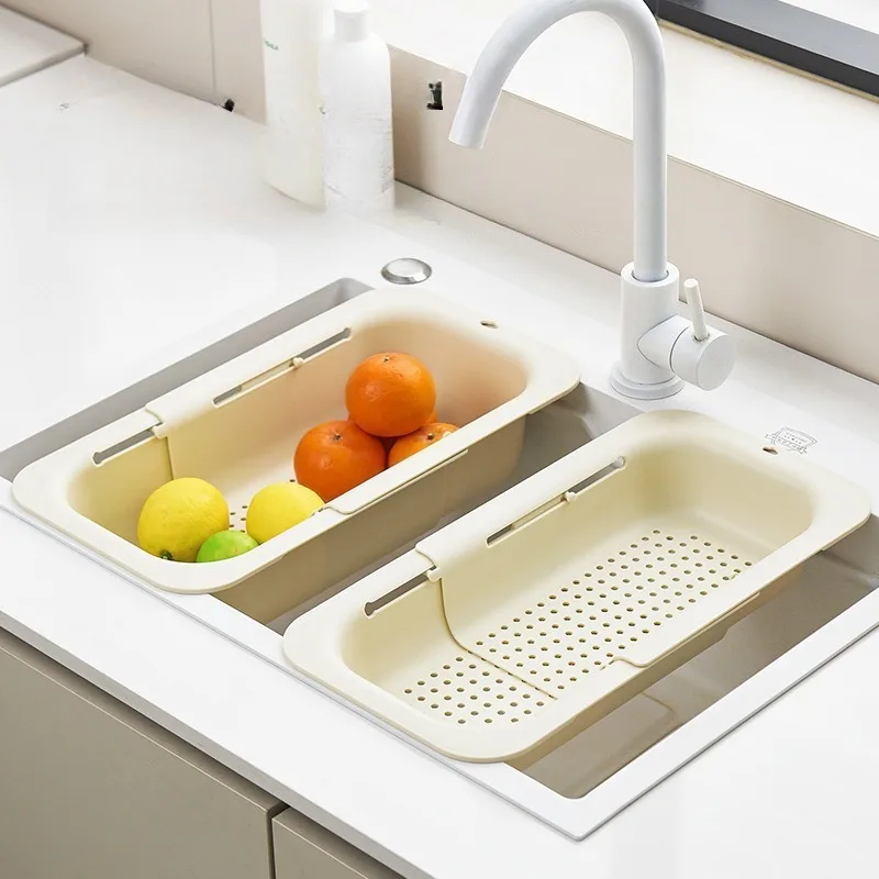 Cesta de drenagem telescópica multifuncional, rack de colocação de grande capacidade, drenagem, pia de cozinha maravilha para tigelas e pauzinhos
