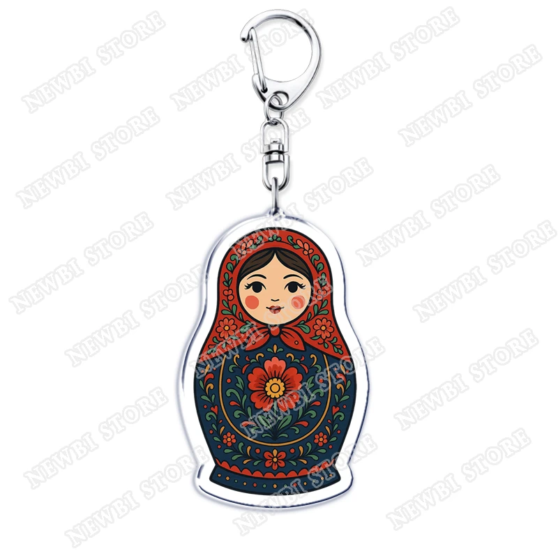 Russian Babushka Doll Keychains for Women Accessories Bag Matryoshka Nesting Matrioshka Babushka Keyrings Jewelry Friends Gifts
