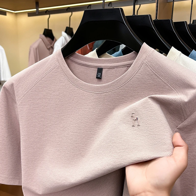 High end brand men short sleeve T-shirt fashion luxury exquisite cartoon embossed new summer youth casual round neck comfort top - view 4
