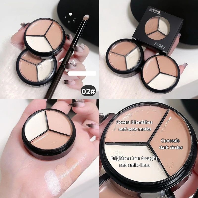 Three Color Concealer Facial Concealer Cover Dark Circles Spots Acne Stains Lacrimal Grooves Brighten Invisible Pores Concealer