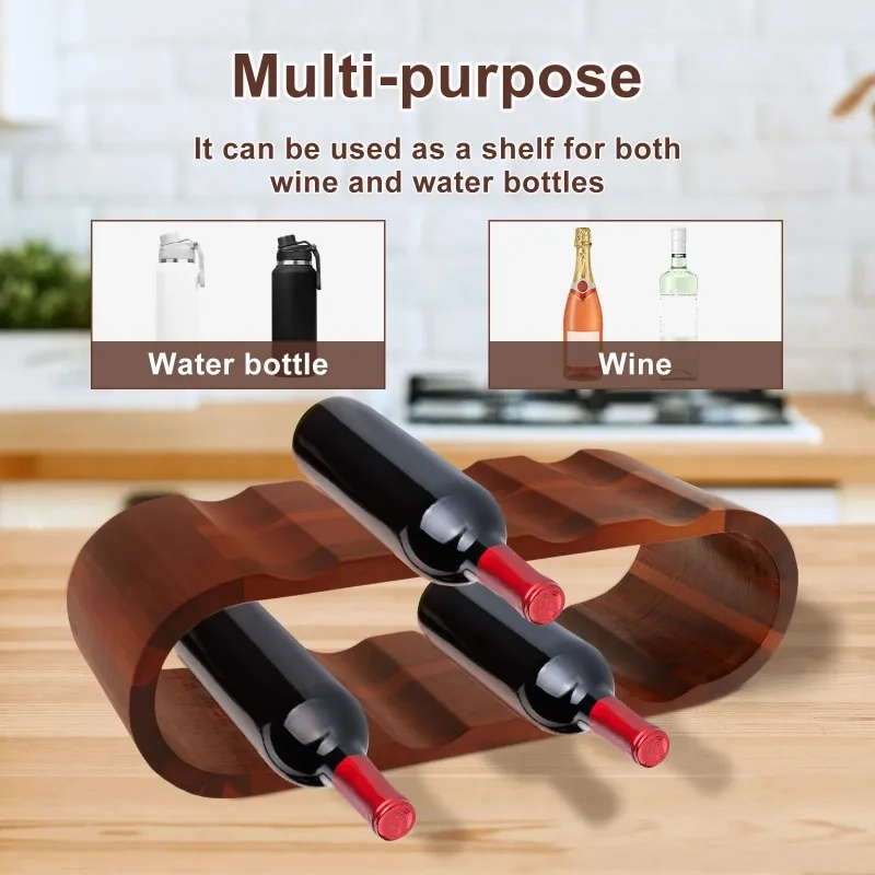 

Wooden Wine Rack 2 Layer Wine Bottle Display Rack Non-slip Bottle Holders for Kitchen Pantry Bar Wine Cabinet Collection Display