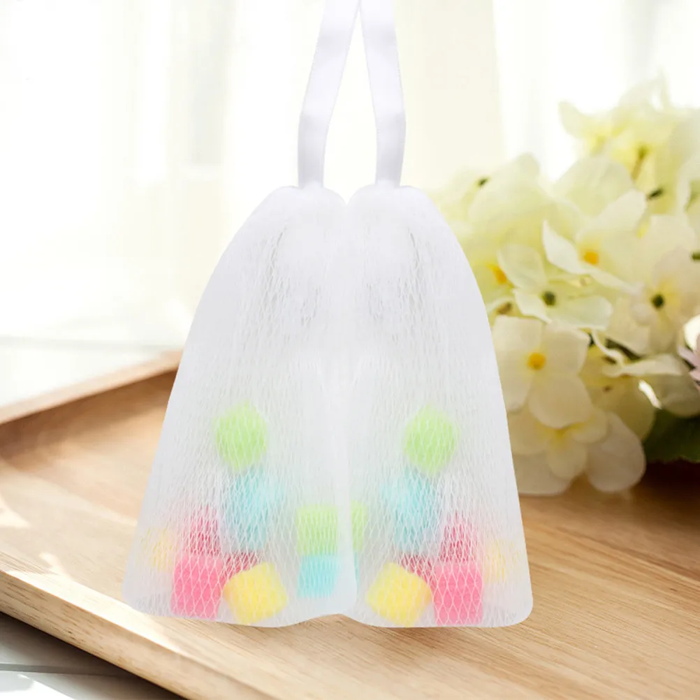 5Pcs Bubble Net Foaming Hanging Sponge Bag for Soap Cleansing Facial Handmade Shampoo Oil Fruit Soap Shower Bubbling