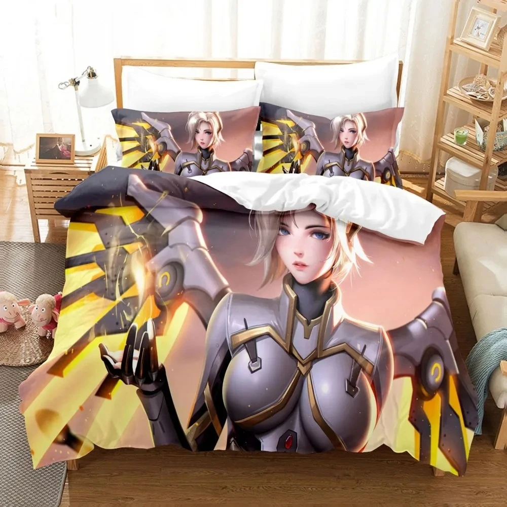 

Anime Overwatch Game Bedding Set Bed Cover Pillow Case Cartoon Anime Character Duvet Cover For Kids Gift Bedding Home Textiles