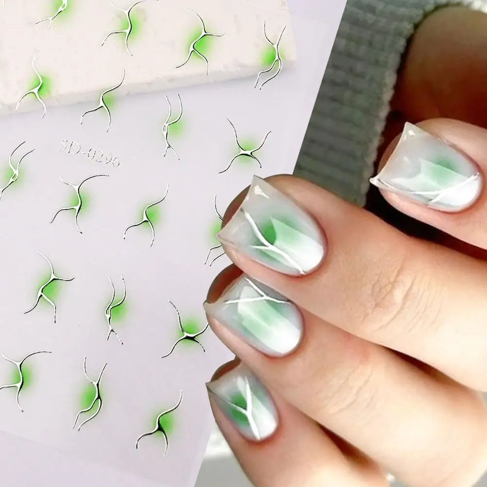 Gradient Blush Nail Stickers Thin Silver Foil Line Line Nail Art Decals Self-Adhesive French Line  Manicure Decor