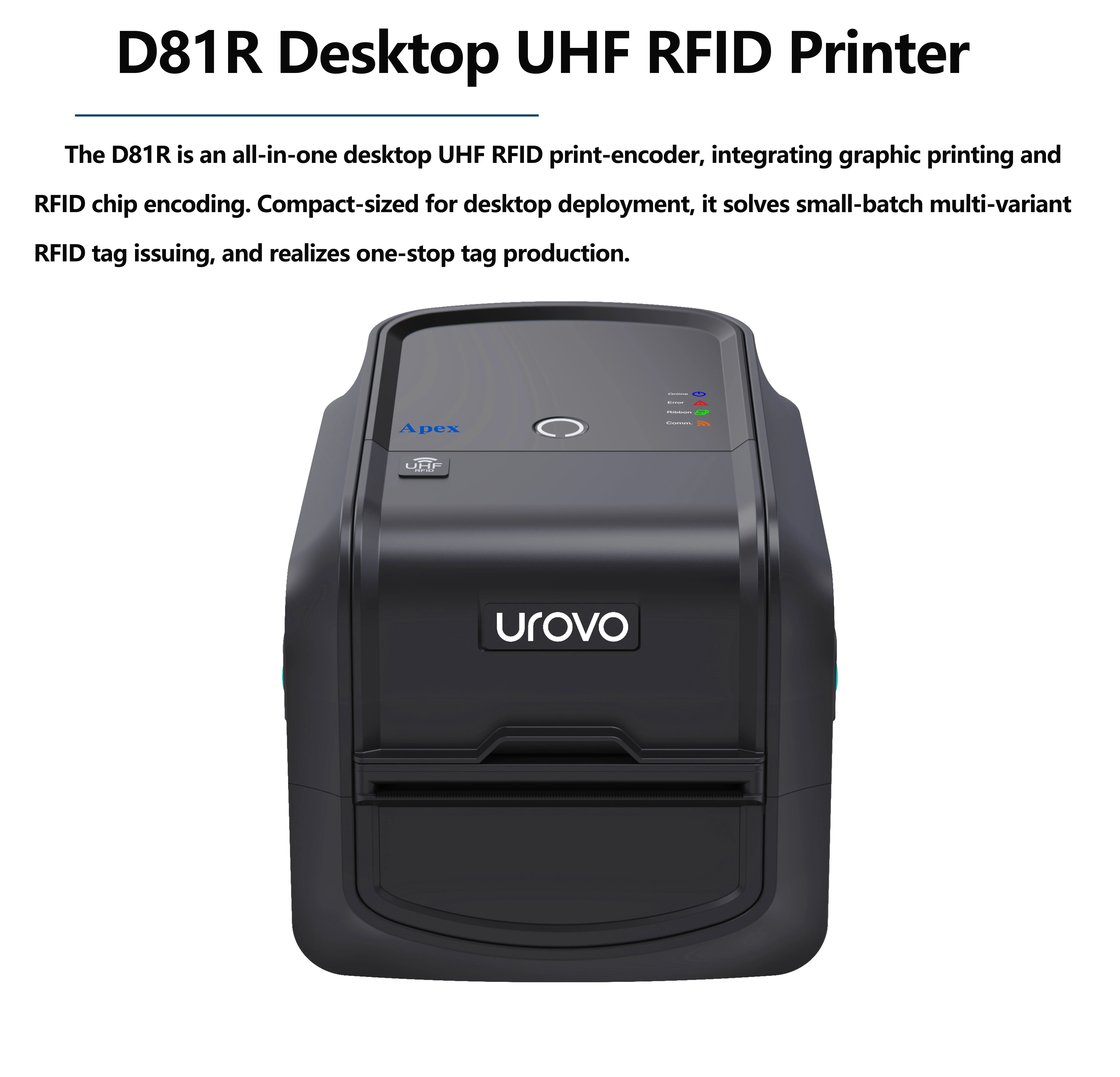 UROVO D81R UHF RFID Desktop Printer 4inch/s High Speed RFID Encoder Barcode Label Printer