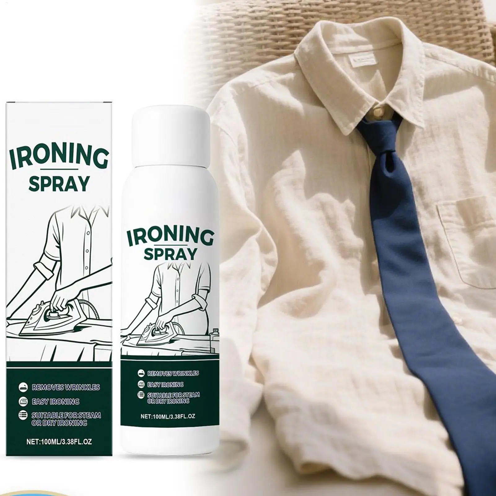 Spray de hierro para ropa, 100ml, sin escamas, sin obstrucciones, niebla antiestática, almidón líquido para planchar, planchar, algodón y lino