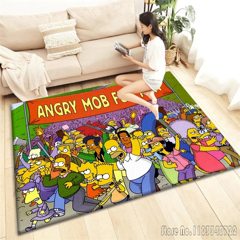 Alfombra de Anime de la familia S-Simpsons, decoración de 120x160cm para sala de estar, dormitorio infantil, sofá, baño, alfombra de suelo para niños