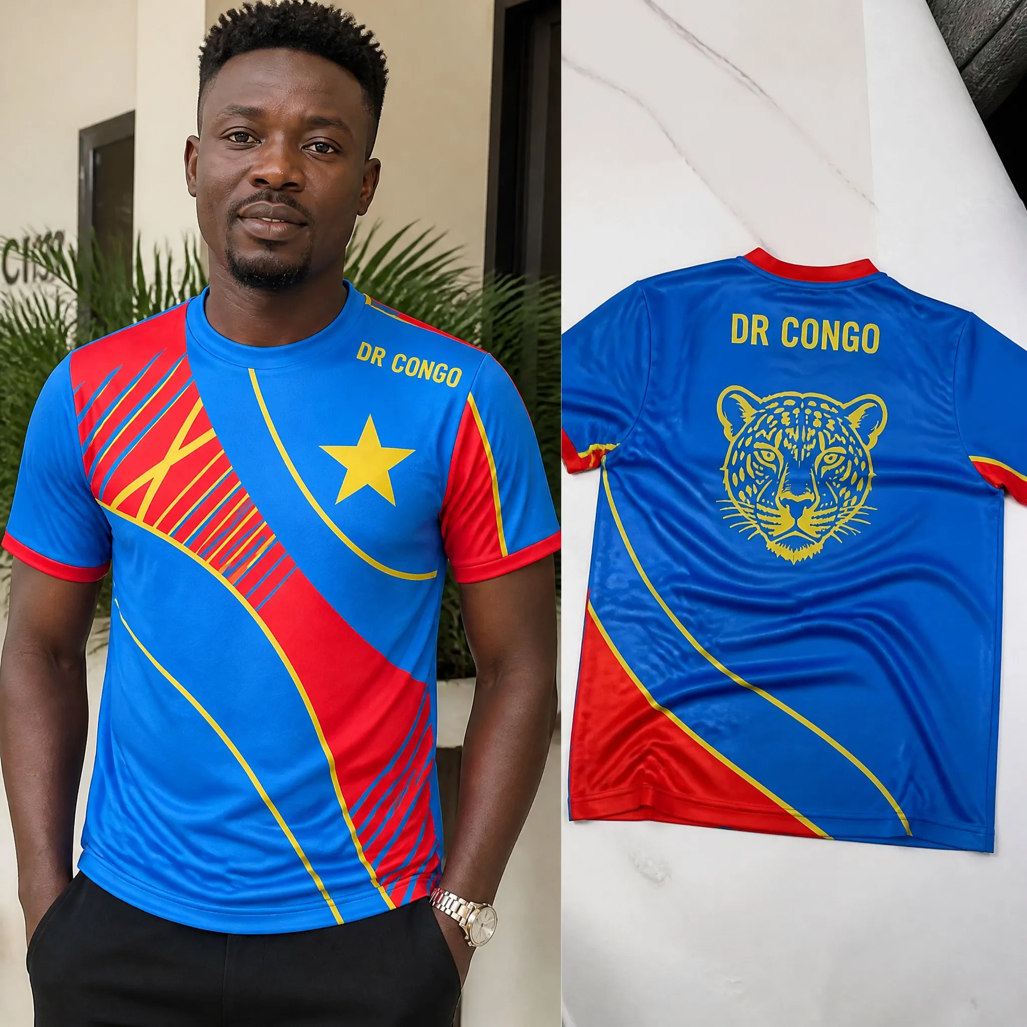 Mens DR Congo Crew Neck T Shirt Abstract Flag Star Graphic Short Sleeve Casual Summer Pullover Top Streetwear For Men Summer Top