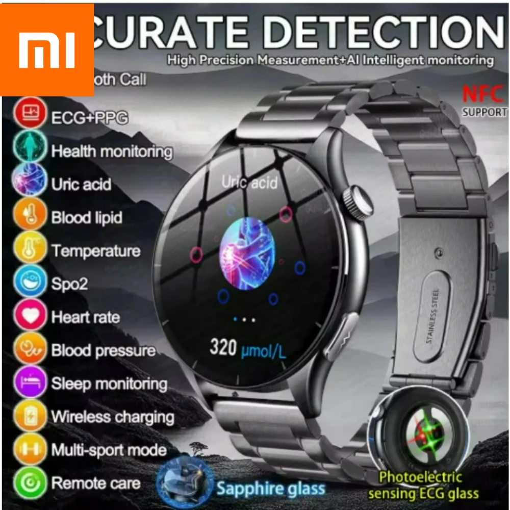 

XIAOMI 2026 New ECG+PPG Smartwatch Precise Uric Acid Blood Lipids Pressure Body Analysis Smart Watch Men BT Call NFC Watches