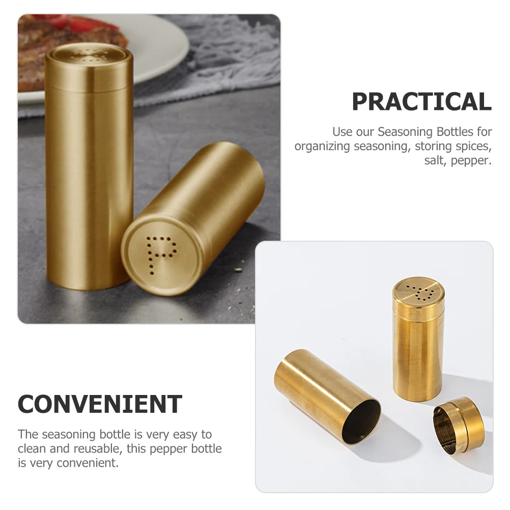 2 قطعة زجاجات توابل من الفولاذ المقاوم للصدأ أداة مطبخ مصنوعة بحرفية جيدة لتخزين توابل الفلفل والملح متعددة الأغراض #1