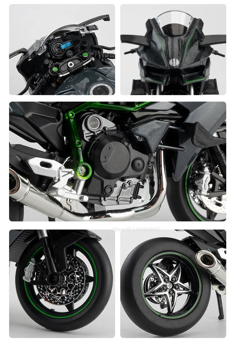 1:12 Spielzeugmodell H2R S1000RR Miniatur-Motorräder Legierung Druckguss Stoßdämpfung Gummireifen Weihnachten Motorrad Geschenke für Kinder – Detail 3