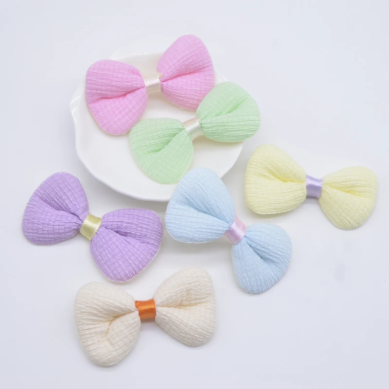 20Pcs 60*32mm Padded Cloth Bow Tie Applique for DIY Headwear Hair Clips Clothes Hat Gloves Sewing Patches Decor Accesoories