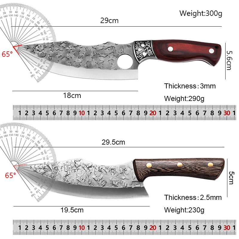 Wood Handle Kitchen Knife Full Tang Butcher Meat Cleaver Chef Cooking Slicing Vegetable BBQ Cutting Sharp Knife