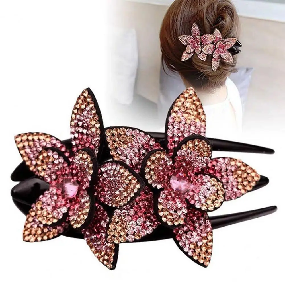 Hair Clip Shiny Rhinestone Headgear Clip Exquisite Hairpin Anti-deformed Anti-slip Hair Pin Accessory Women Hair Barrette