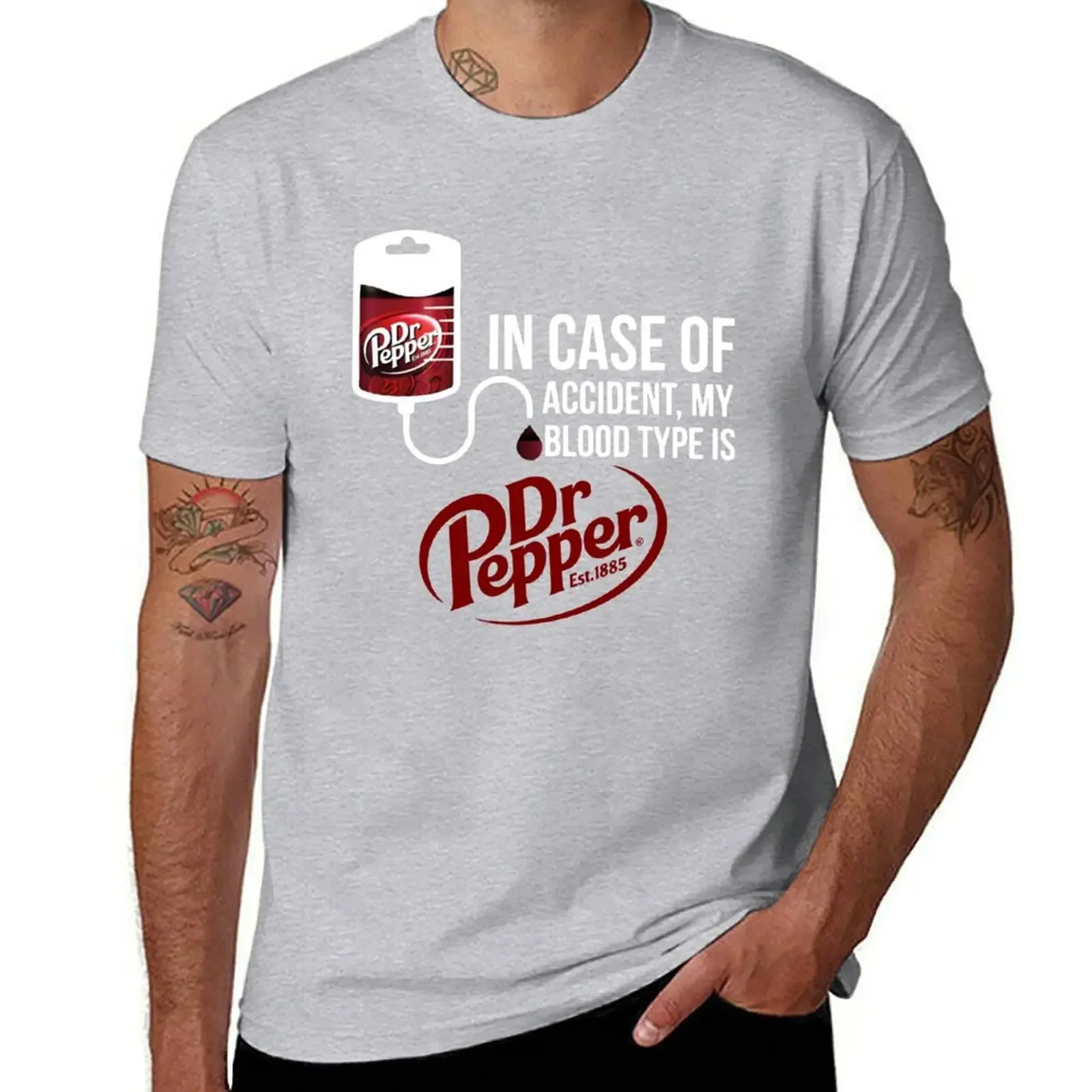 aesthetic clothes quick drying tops sports fans men clothings  in Case of Accident My Blood Type is DR.Pepper T-Shirt image 6