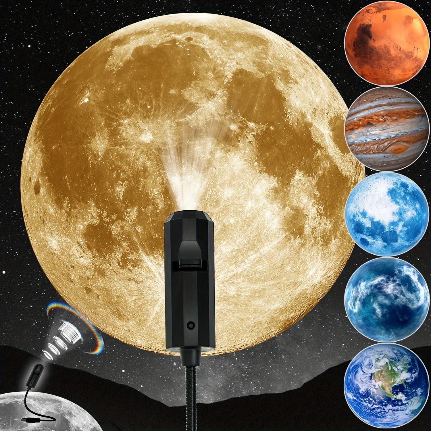 1 مصباح + 6 شرائح كوكب، ديكور سقف بإضاءة ليلية