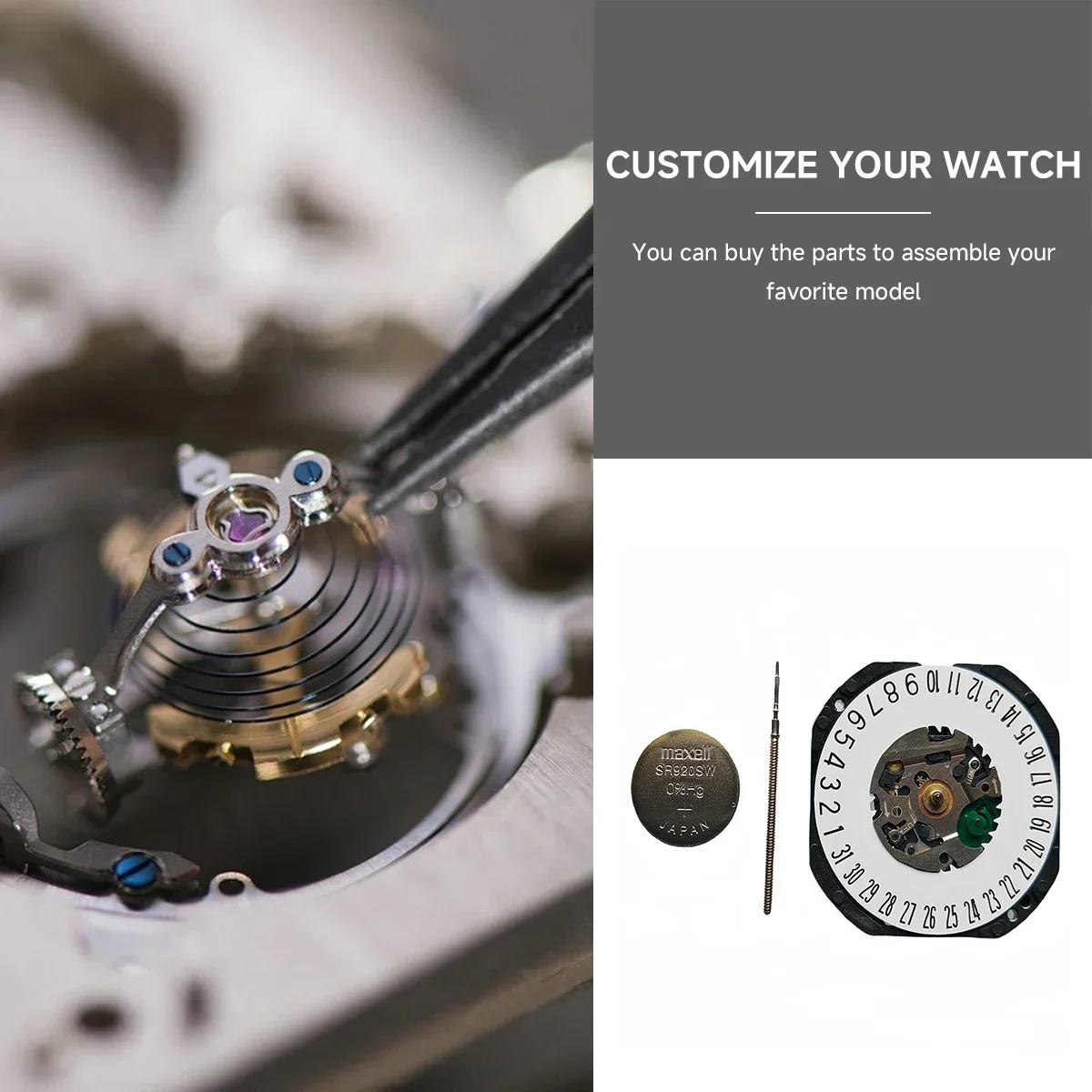 For VX32 Movement with Date Calendar Display Movement VX32E Three Hands Calendar Date Metal Quartz Movement at 3 O'clock at 6