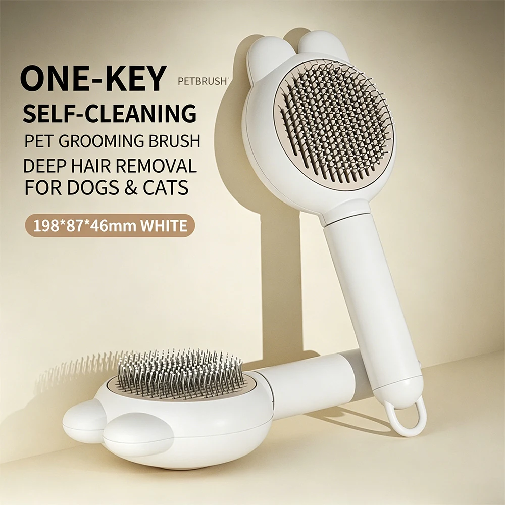 Self Cleaning Per Slicker Brush, One Click Cat Dog Hair Remover, Professional Grooming Comb for Long Short Fur