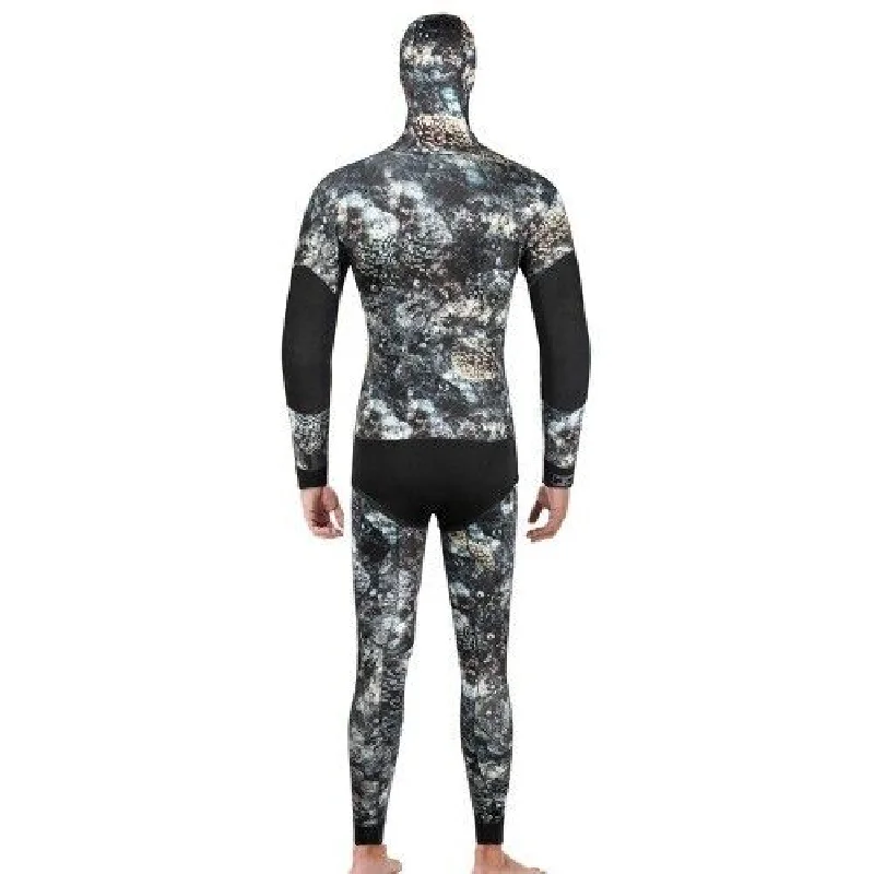 Men's Semi Dry Wetsuit Set with Sealed Hoodie, Open Cell Neoprene Scuba Diving