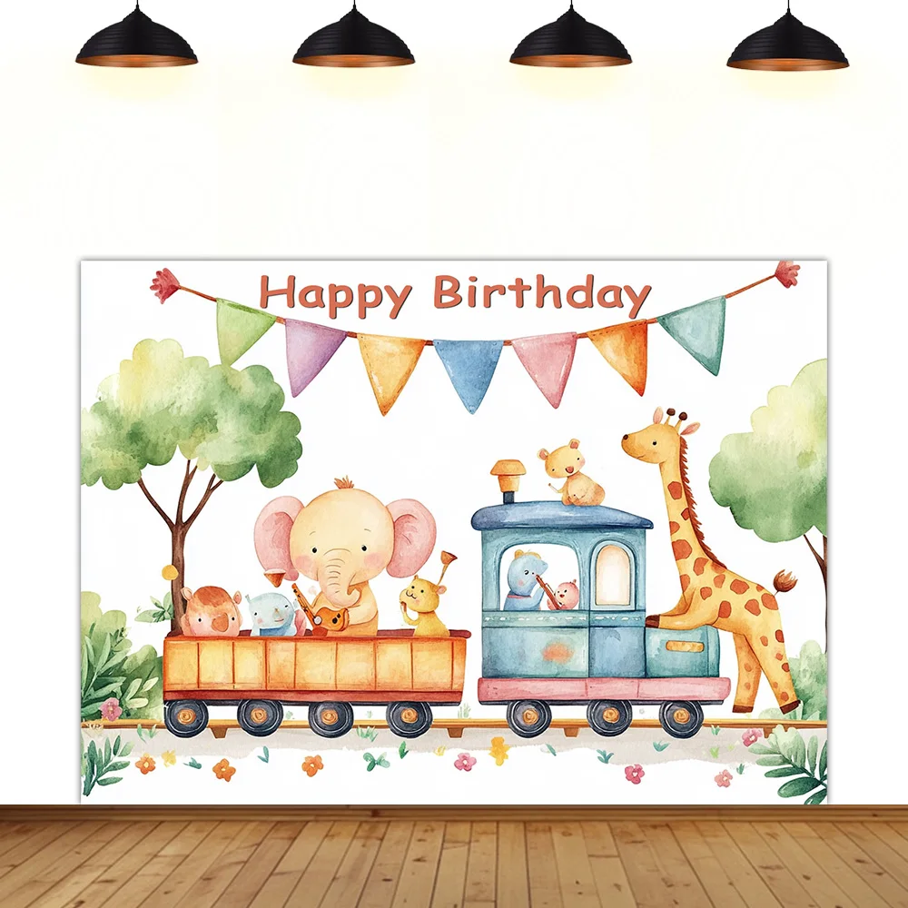 

animal theme birthday party background paradise music giraffe lion elephant zoo baby room decoration banner birthday backdrop