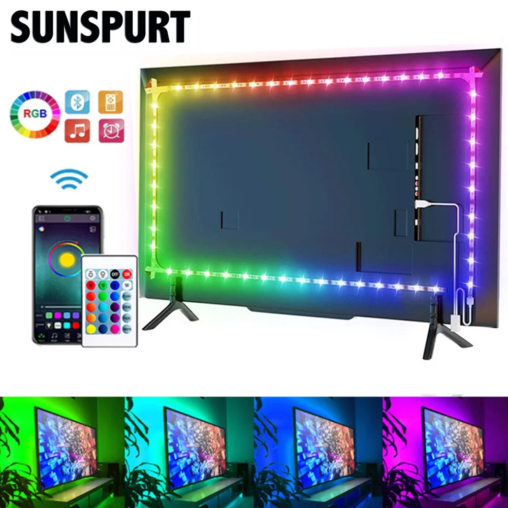 5M RGB 5050 Led Strip Light Bluetooth App Control 5V USB WIFIRF IR Music Control Flexible TV Desktop Screen BackLight Diode Tape
