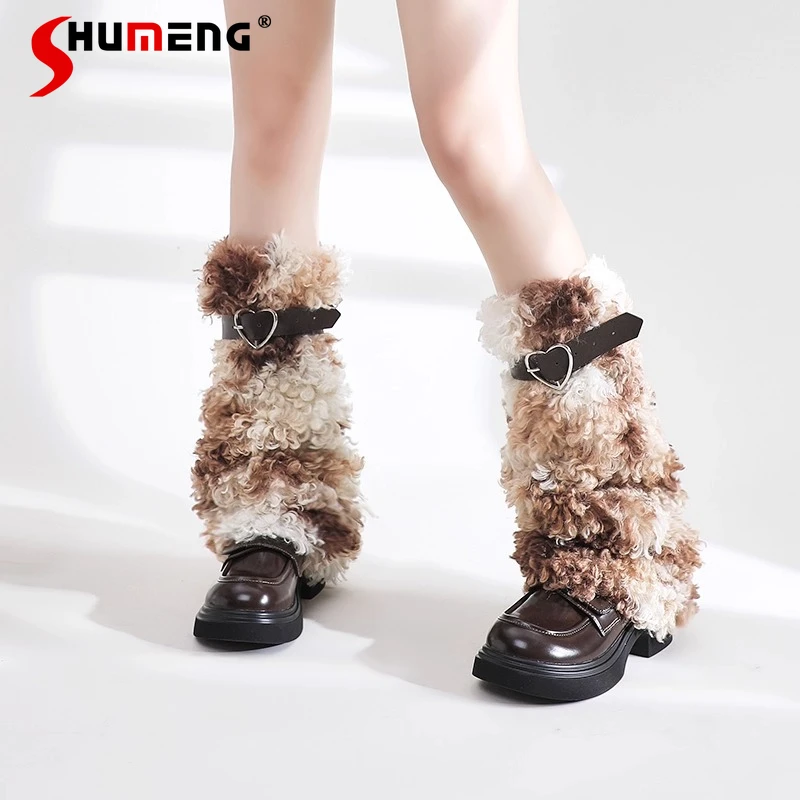 

Рождественские милые гетры, оригинальные субкультуры, популярные плюшевые теплые гетры JK для девочек, модные универсальные повседневные носки до середины икры