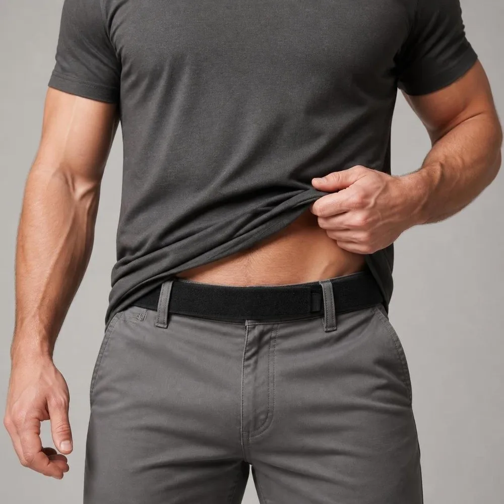 Simple Nylon Waist Belt Lightweight Adjustable Inner Belt Velcro Fastening Loop Hook EDC Belt Women Men