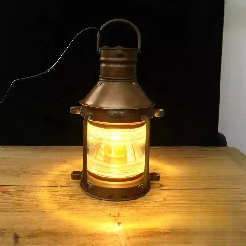 Western All Copper Vintage Medieval Copper Light Hong Kong Boat Old Side Copper Horse Light Camp