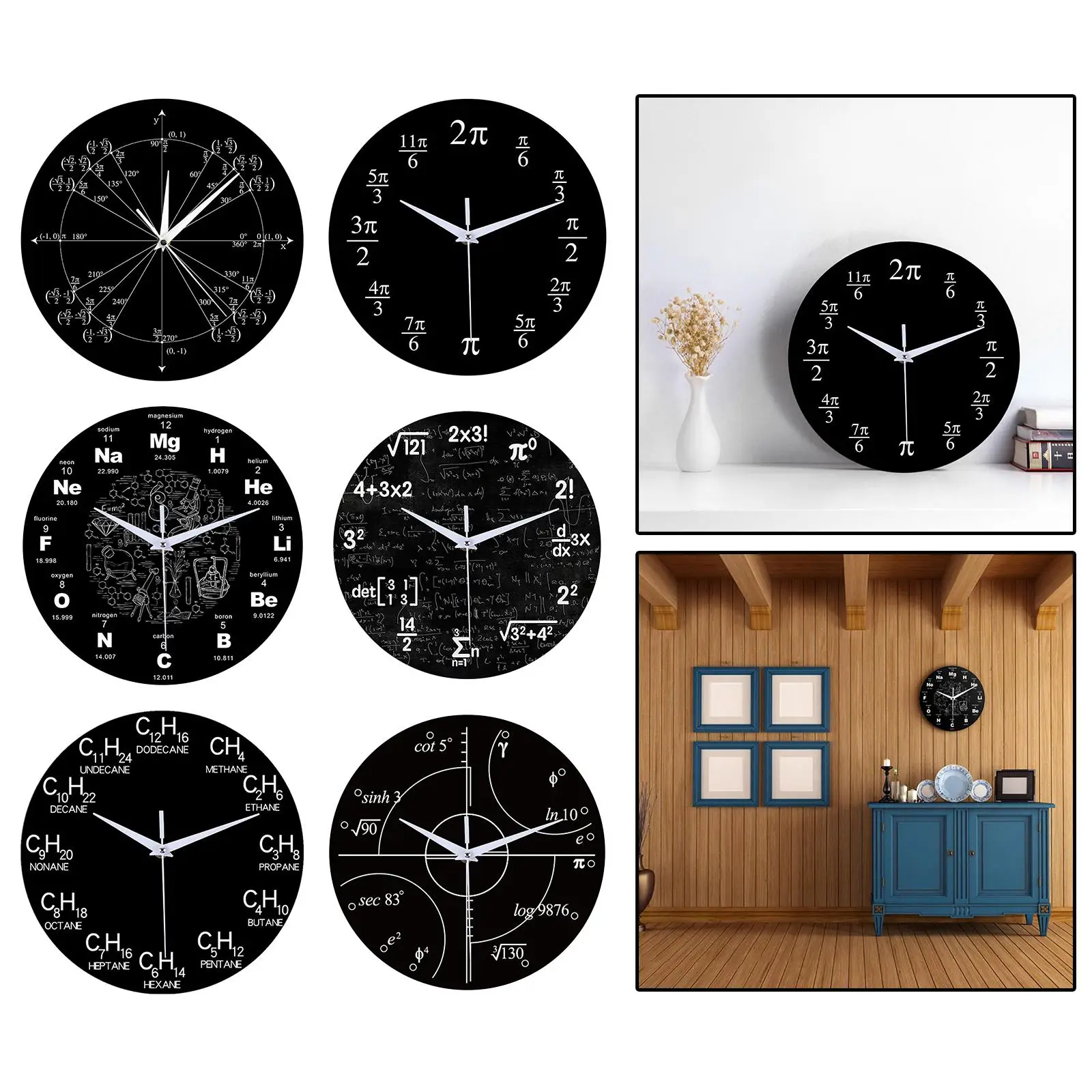 Modern Math Clock - Mathematical Equalities Wall Clock for Classroom