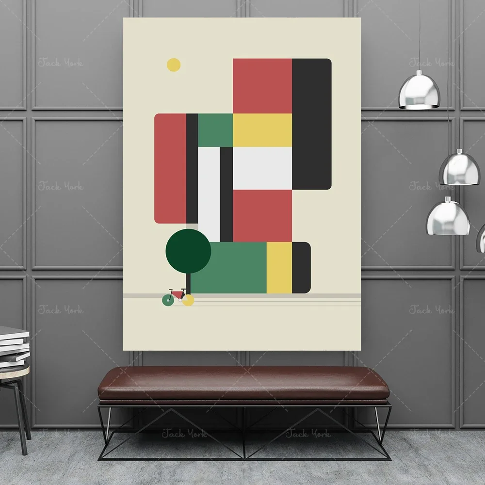 Bauhaus poster, Bauhaus illustration, wall art, downloadable print, digital prints, color block poster
