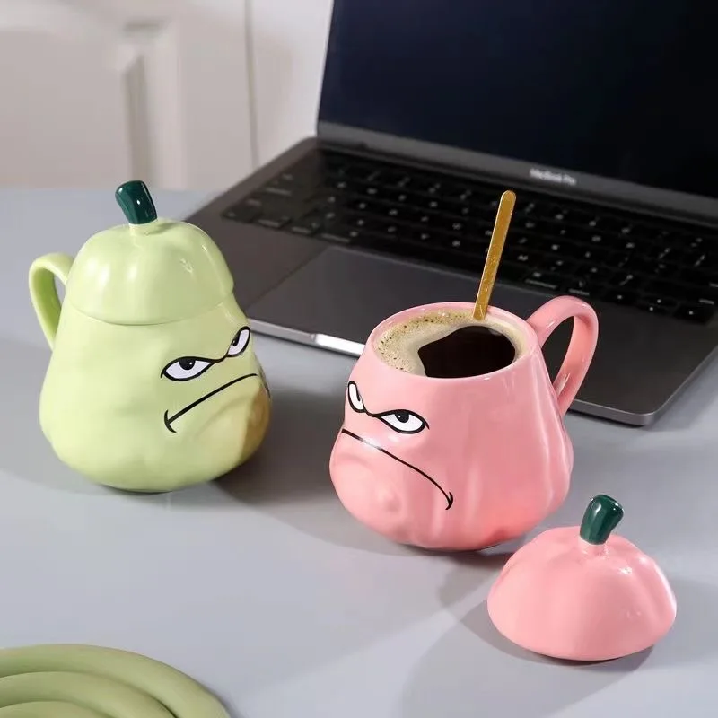 450ml Creative Angry Squash Ceramic Mug Funny Drinking Water Cup Coffee Milk Coffee Tea Personalized Mugs Home Office Decoration