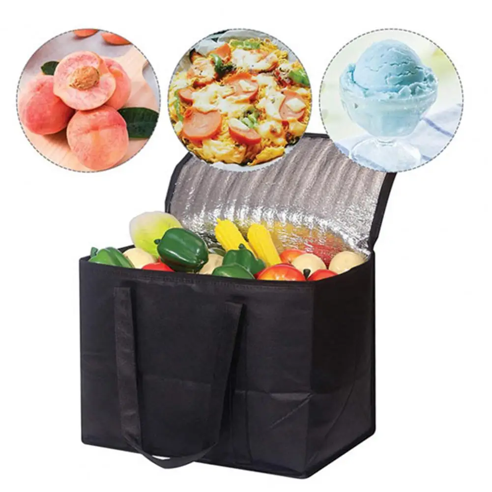 Fourre-tout isotherme de grande capacité, facile à nettoyer, pochette de stockage de fruits et aliments en aluminium pour parc, pique-nique d'automne