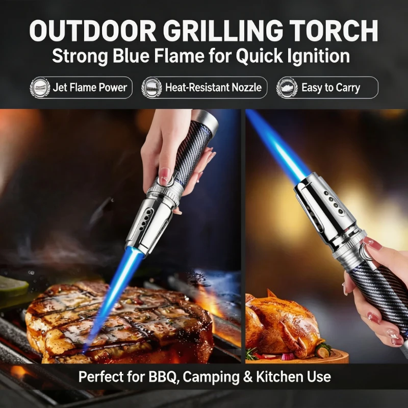 1300℃ Large‑Caliber Red Flame Butane Spray Gun Lighter, Multifunctional Welding & Cooking Tool, Ideal for Barbecue Baking