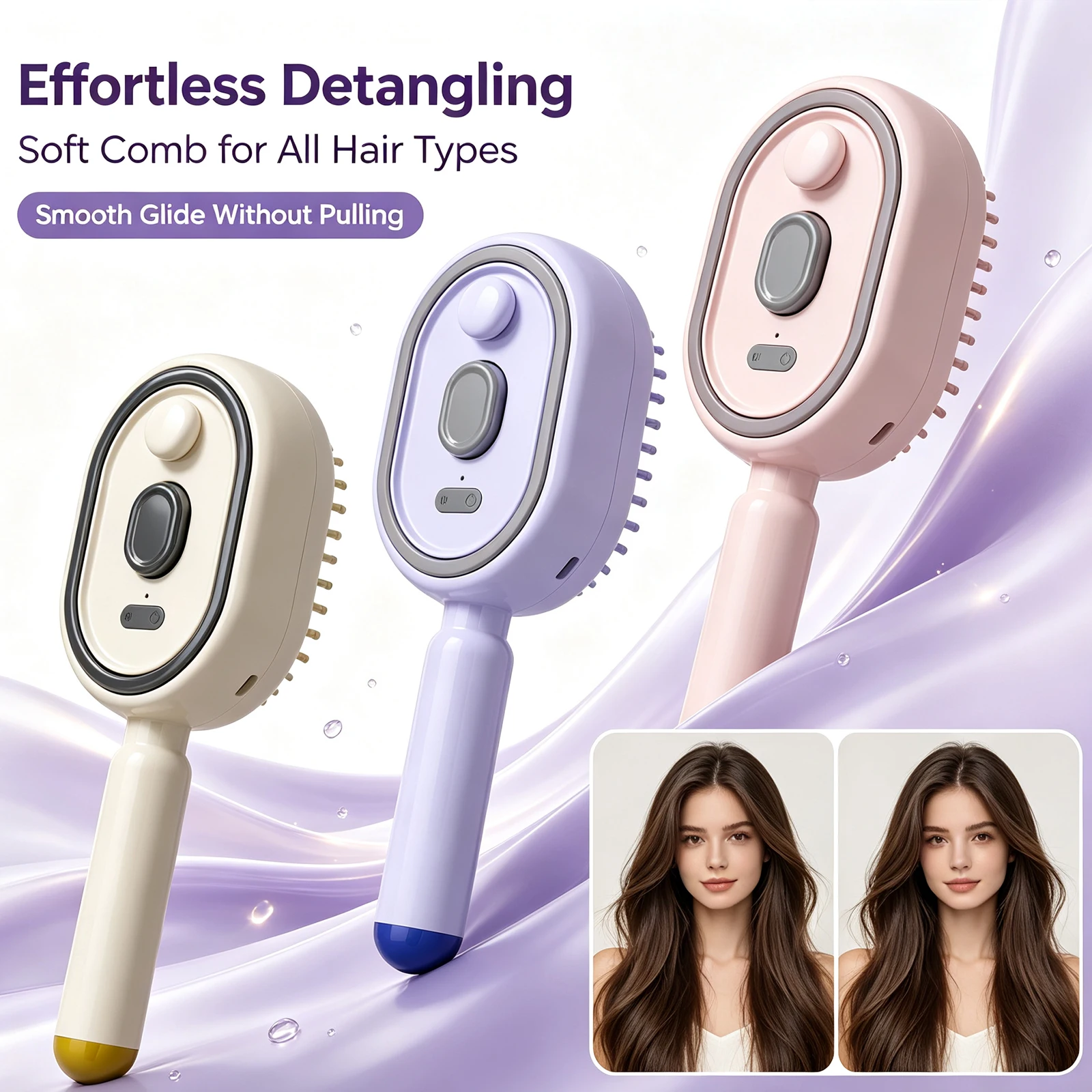 Electric Constant Temperature Steam Massage Comb Fine Mist Care Tool Anti Tangle Brush Anti Hair Loss Liquid Oil Applicator Care